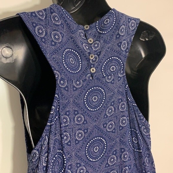 Roxy Patterned Print Sleeveless Racer Back MIDI Dress Blue Size Small - Picture 6 of 12